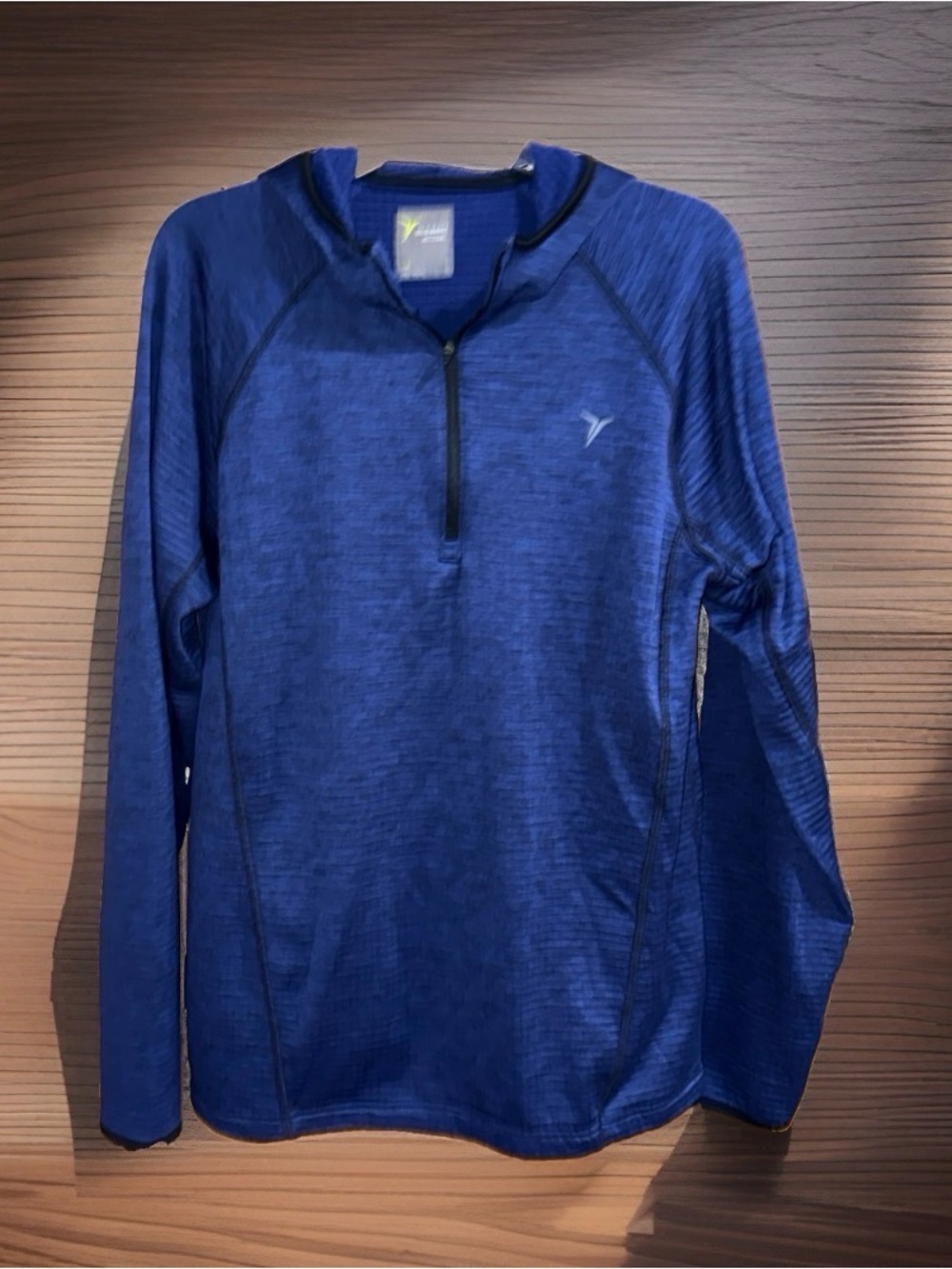 Old Navy Men's Performance 1/4 Zip Textured Hoodie-Blue w/Black Trim-L-EC